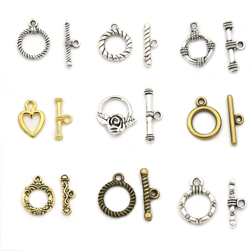 Toggle Clasp Gold - Застежка-переключатель для браслета, 10 комплектов