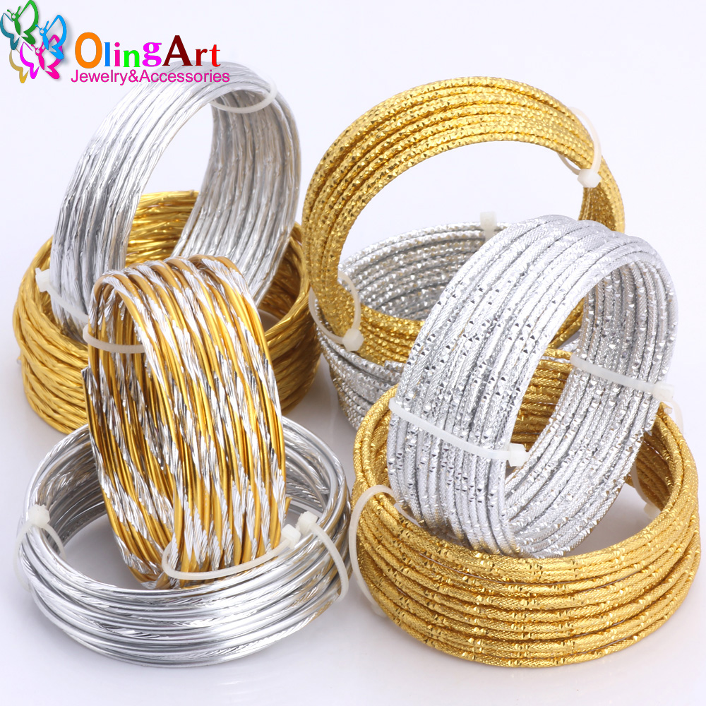Jewelry Making Gold Wire - 1М/5М, 2.0мм, алюминиевая проволока с различными