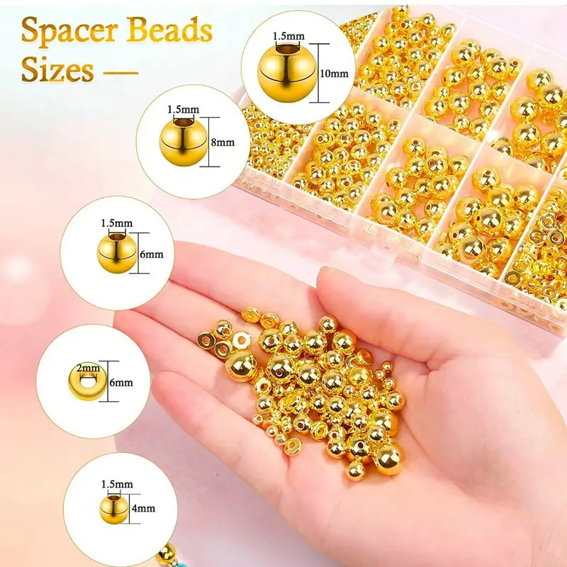 Jewelry Making Tutorials - 1000 шт., комплект золотых бусин-разделителей, шарик